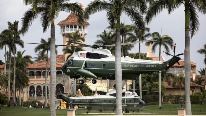 President Donald J. Trump aboard Marine One lands back at Mar-a-Lago President Donald J. Trump aboard Marine One lands back at Mar-a-Lago