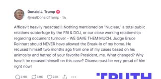 Post By Trump on Affidavit on Truth Soial