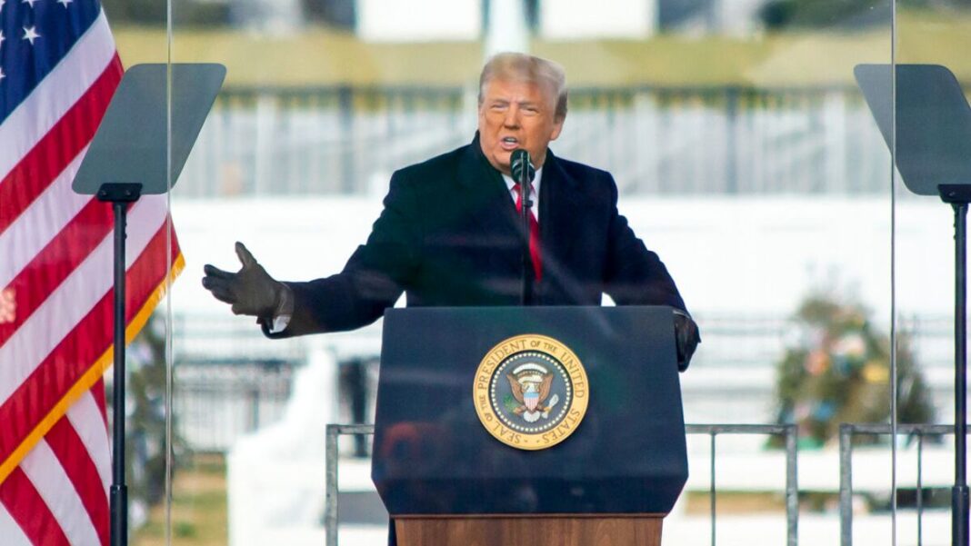 Then-President Donald Trump at the Save America rally in Washington on Jan. 6, 2021.