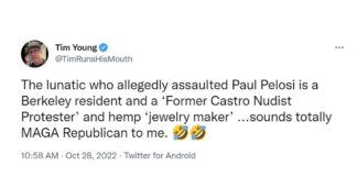 Tim Young Tweet: The lunatic who allegedly assaulted Paul Pelosi