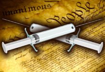 U.S. Constitution with Syringes