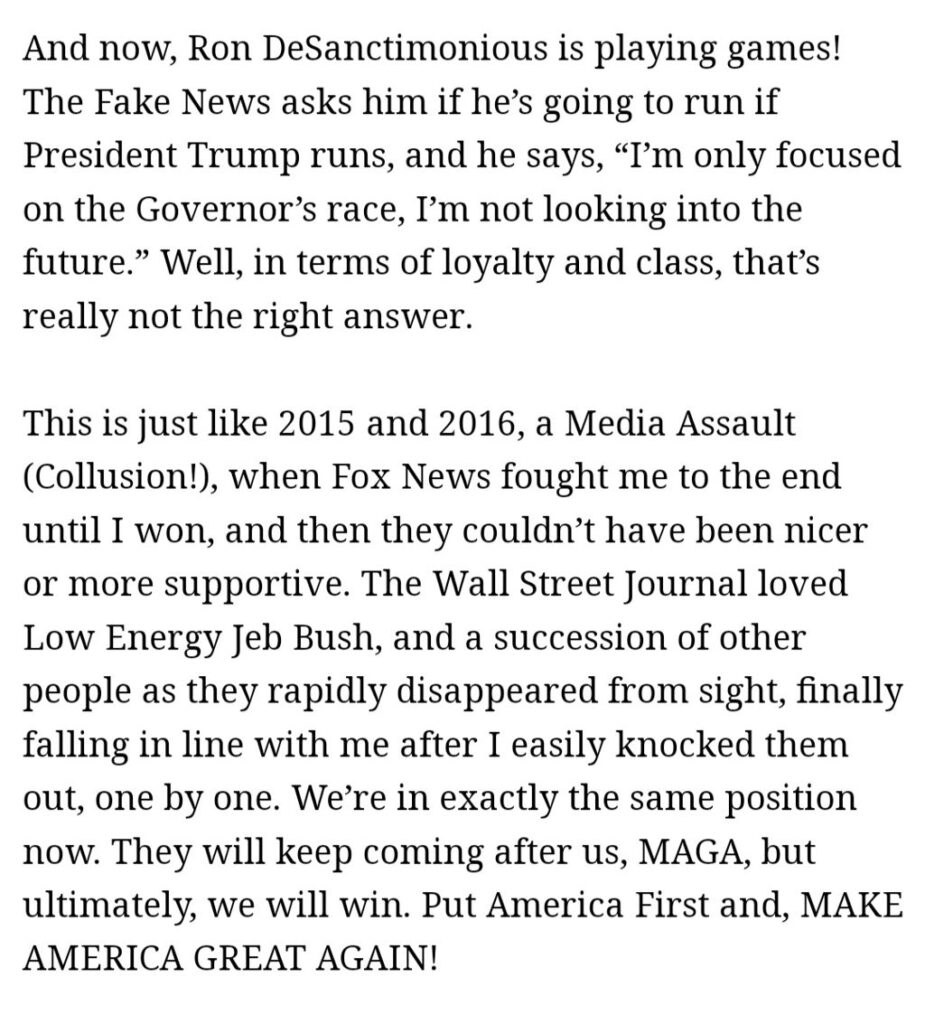 Statement By Donald J. Trump
