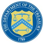 The seal of the United States Department of the Treasury.