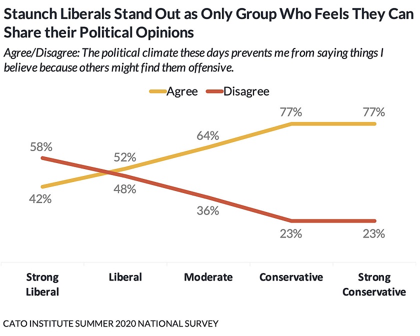 Staunch Liberals Stand Out as Only Group Who Feels They Can Share Their Political views