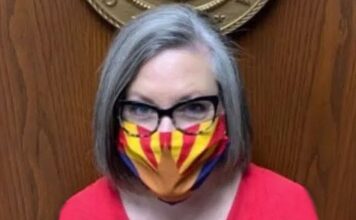 Katie Hobbs in Arizona COVID Face Mask