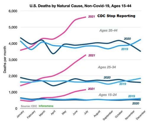 U.S. Deaths by Natural Causes, Non-COVID-19, Ages 15-44