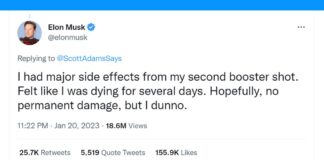Elon Musk Tweet on Side Effects of COVID-19 Vaccination