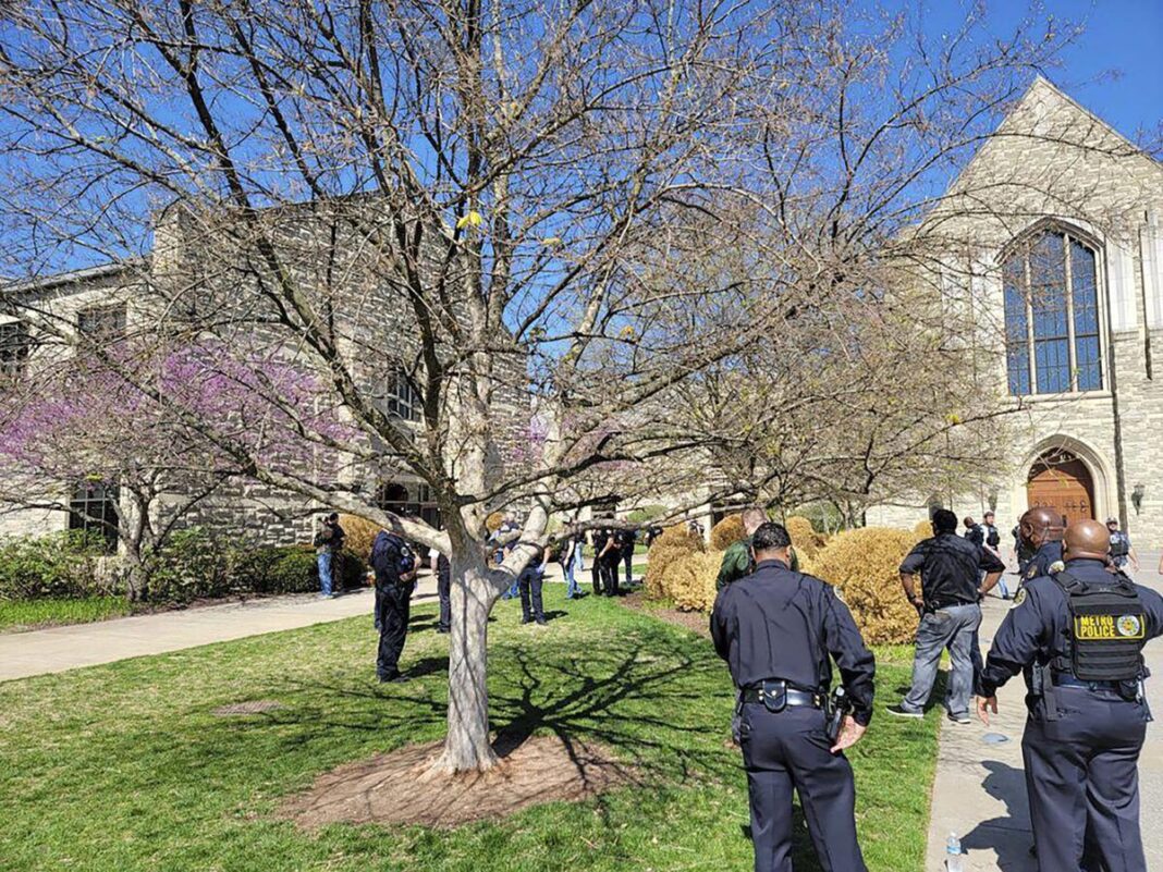 Officers at an active shooter event that took place at Covenant School