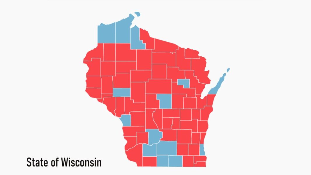 State of Wisconsin Red & Blue Counties
