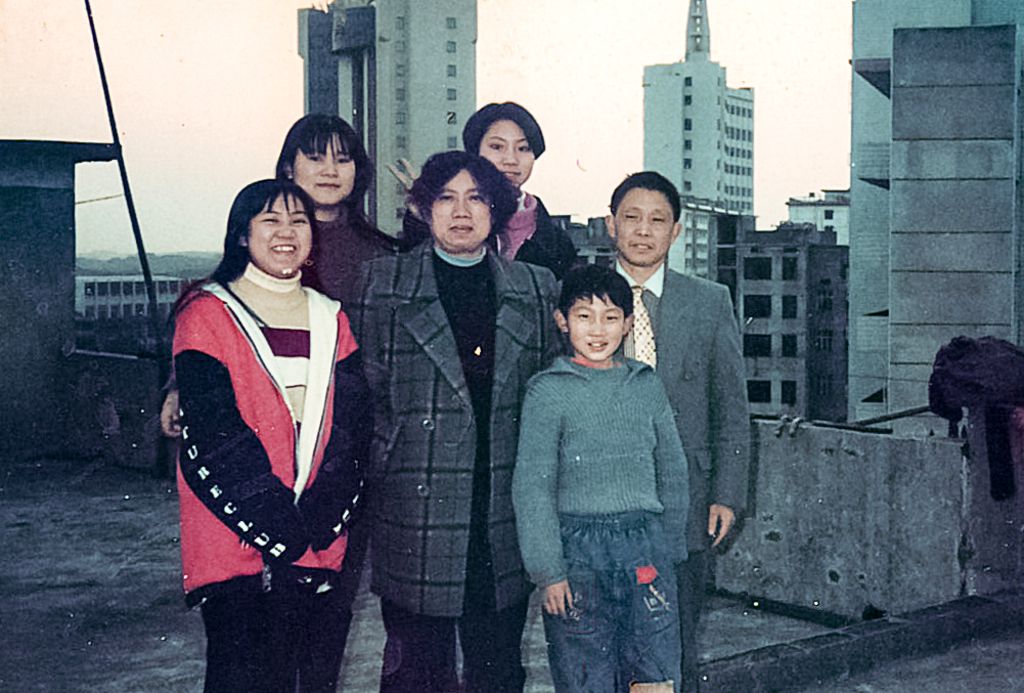 Steven Wang with his family in China, in 1996