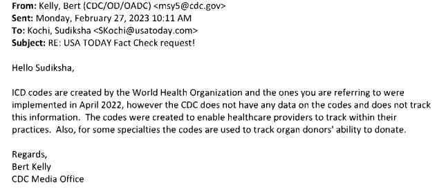 One of the emails from the CDC regarding the new medical codes.