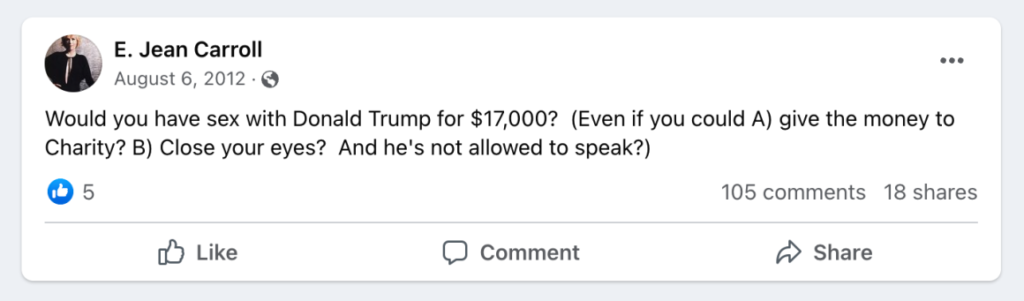 Would you have sex with Donald Trump for $17,000?