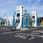 An EVGo station for charging electric vehicles in Irvine, CA