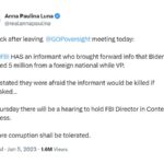 Anna Paulina Tweet about FBI Informant's fear of being killed.