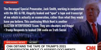Trump Responds on Truth Social to CNN's leaked audio.