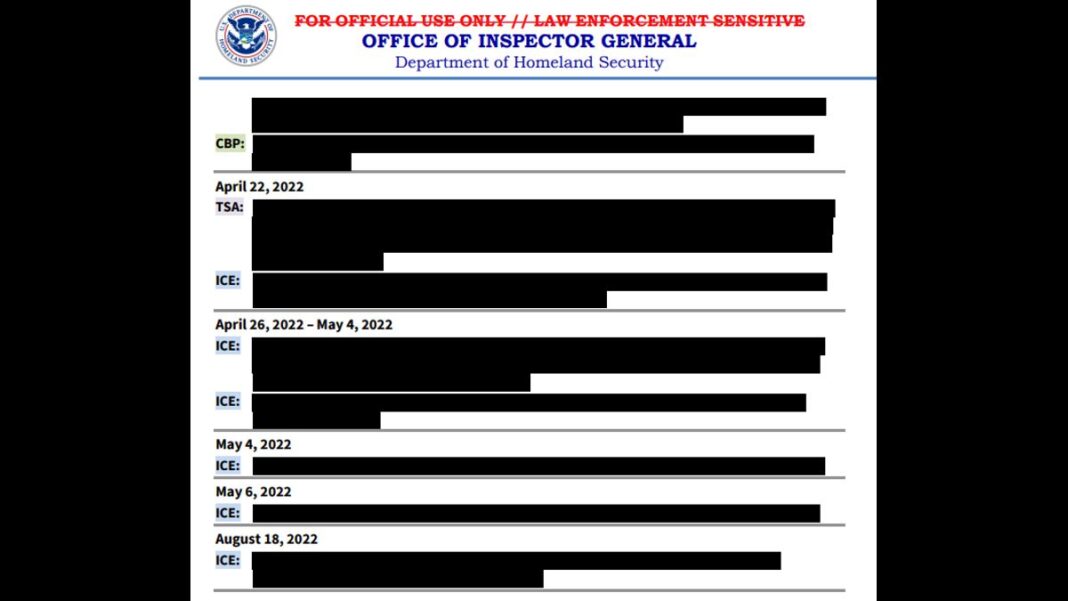 A heavily redacted page from the report.