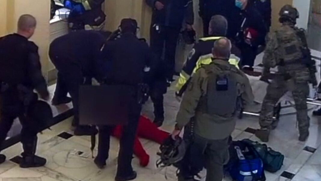 Rosanne Boyland getting CPR and other lifesaving efforts in the Crypt of the U.S. Capitol on Jan 6, 2021.