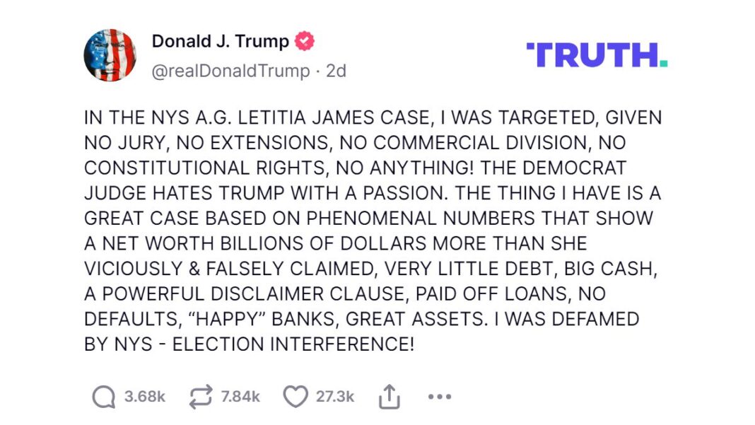 Trump on NYS A.G. Letitia James case