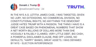 Trump on NYS A.G. Letitia James case