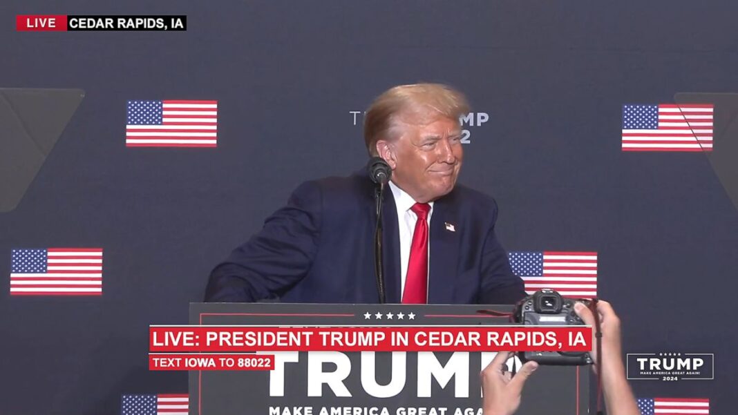 President Trump Speaking in Cedar Rapids Iowa on October 7, 2023