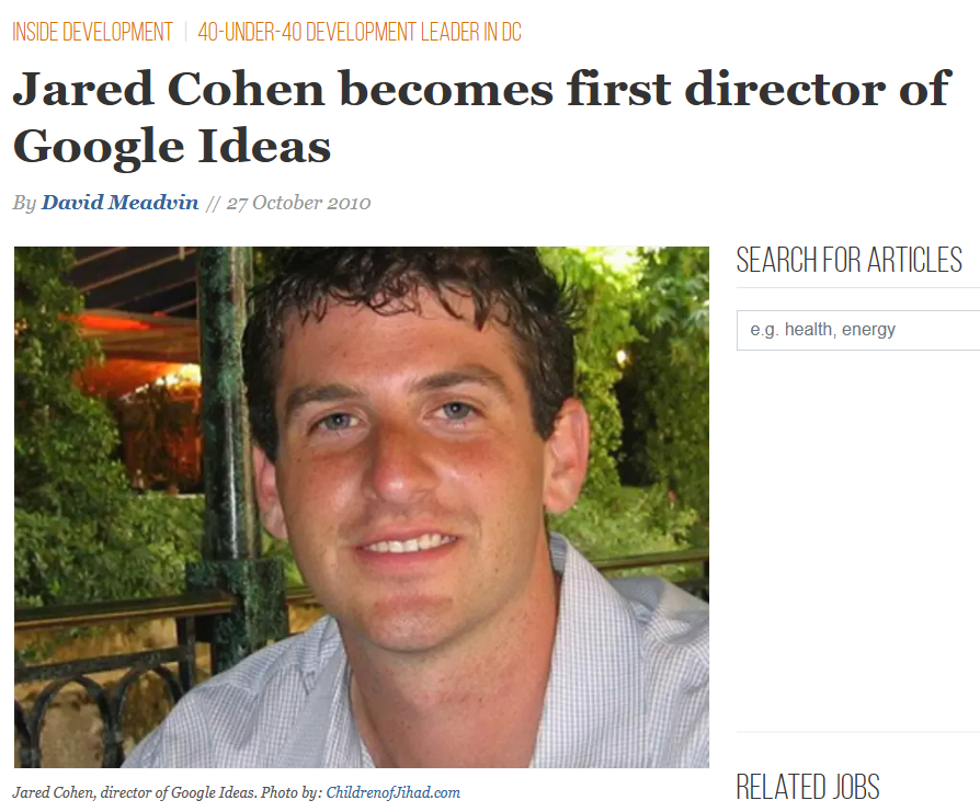 Jared Cohen becomes first director of Google Ideas