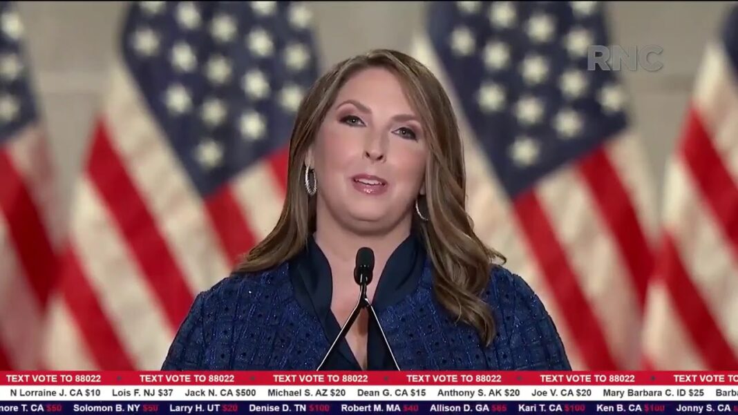 RNC Chairwoman Ronna McDaniel speaking at the 2020 GOP Convention
