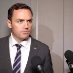 Rep. Mike Gallagher (R-Wis.) speaks with the press in San Francisco on Nov. 11, 2023.