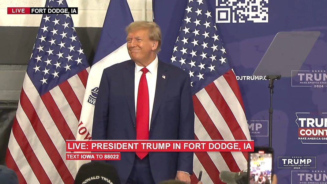 President Trump speaks in Fort Dodge, IA on November 18, 2023