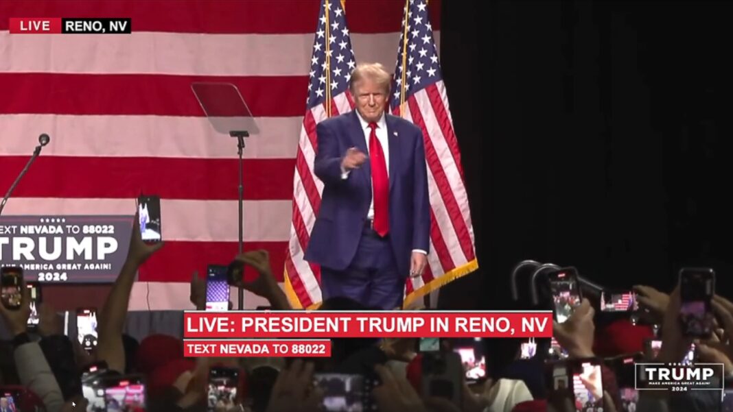 President Trump speaking in Reno, Nevada