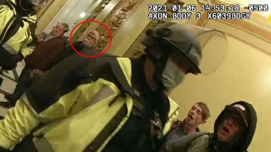 Russell Alford (circled) inside the U.S. Capitol on Jan. 6, 2021.