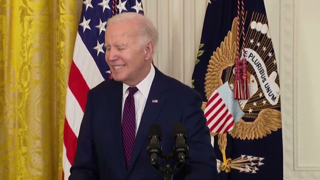 Biden Screaming As He Reads Pre-Written Remarks From Teleprompter