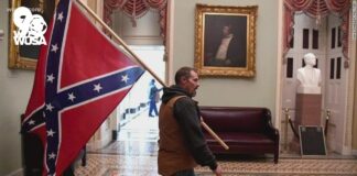 Man Who Carried Confederate Flag in Capitol riots waved preliminary hearings