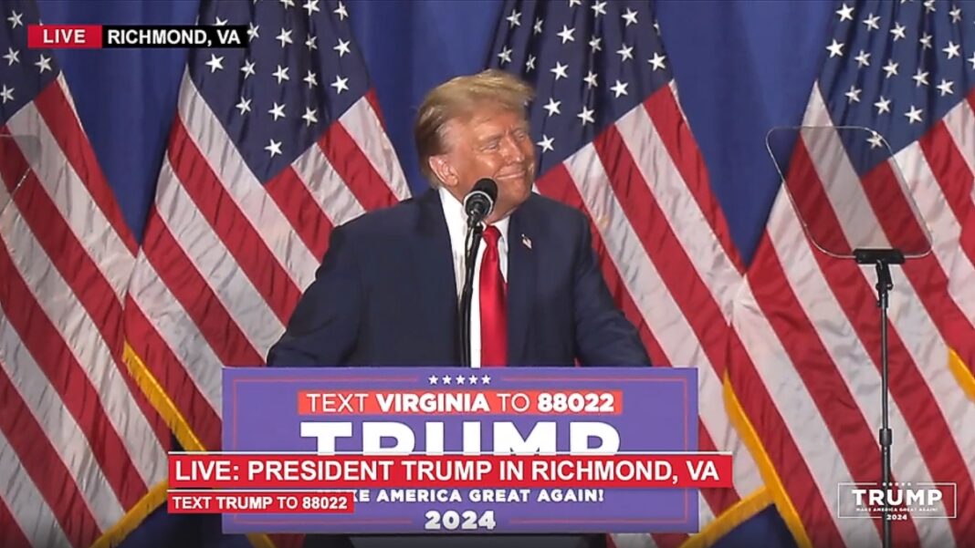 President Trump speaks in Richmond, VA on Mar 3, 2024