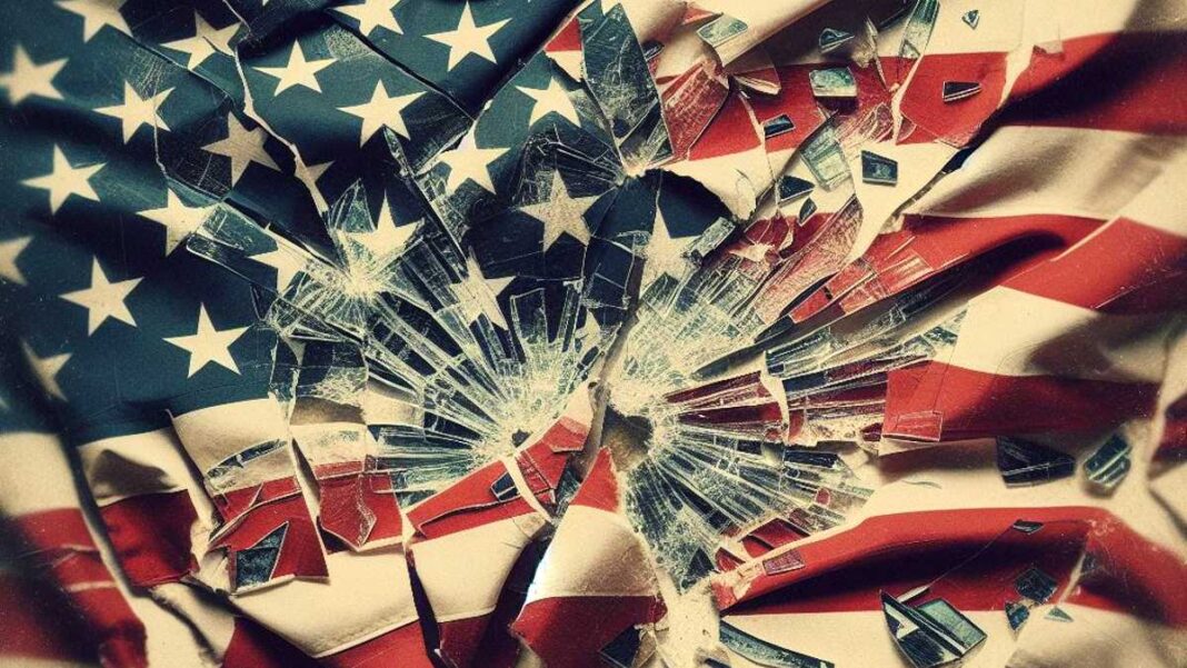 Broken Glass on U.S. Flag