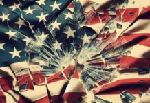 Broken Glass on U.S. Flag