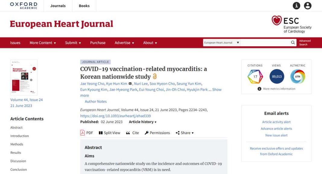 COVID-19 vaccination-related myocarditis: a Korean nationwide study