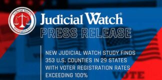 New Judicial Watch Study Finds 353 U.S. Counties in 29 States with Voter Registration Rates Exceeding 100%