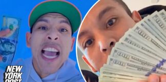 Migrant influencer Leonel Moreno waves around cash as he mocks US taxpayers who ‘work like slaves’