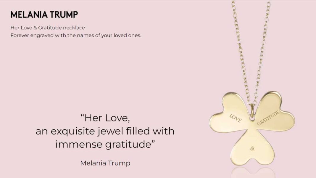 Her Love & Gratitude: A customizable necklace designed by Melania Trump to honor all mothers.