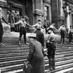 Nazis block Jews from entering the University of Vienna. Austria, 1938.