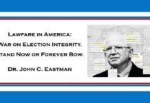 Lawfare in America: War on Election Integrity. Stand Now or Forever bow. Dr. John C. Eastman