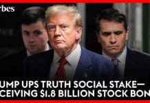 Trump Ups Truth Social Stake-- Receiving $1.8 Billion Stock Bonus