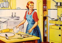 Retro Image of Housewife in Kitchen
