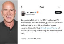 Bezos, Zuckerberg, Other Business Leaders Respond to Trump’s Presidential Win Jeff Bezos Congratulates President Donald Trump on X