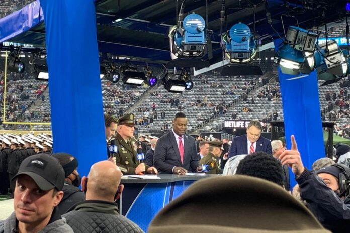 Gen. Mark Milley with CBS’ Sports pregame show crew 2021 Army Navy game at MetLife Stadium Gen. Mark Milley with CBS’ Sports pregame show crew 2021 Army Navy game at MetLife Stadium