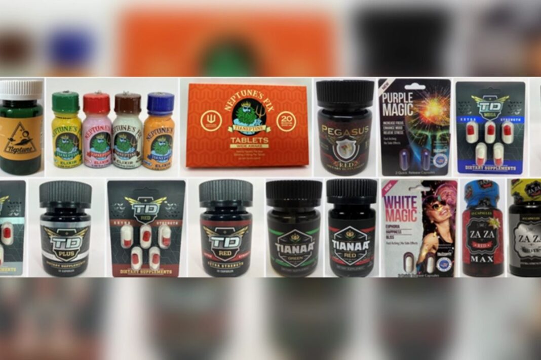 An image released by the FDA shows bottles containing tianeptine, something the agency refers to as 