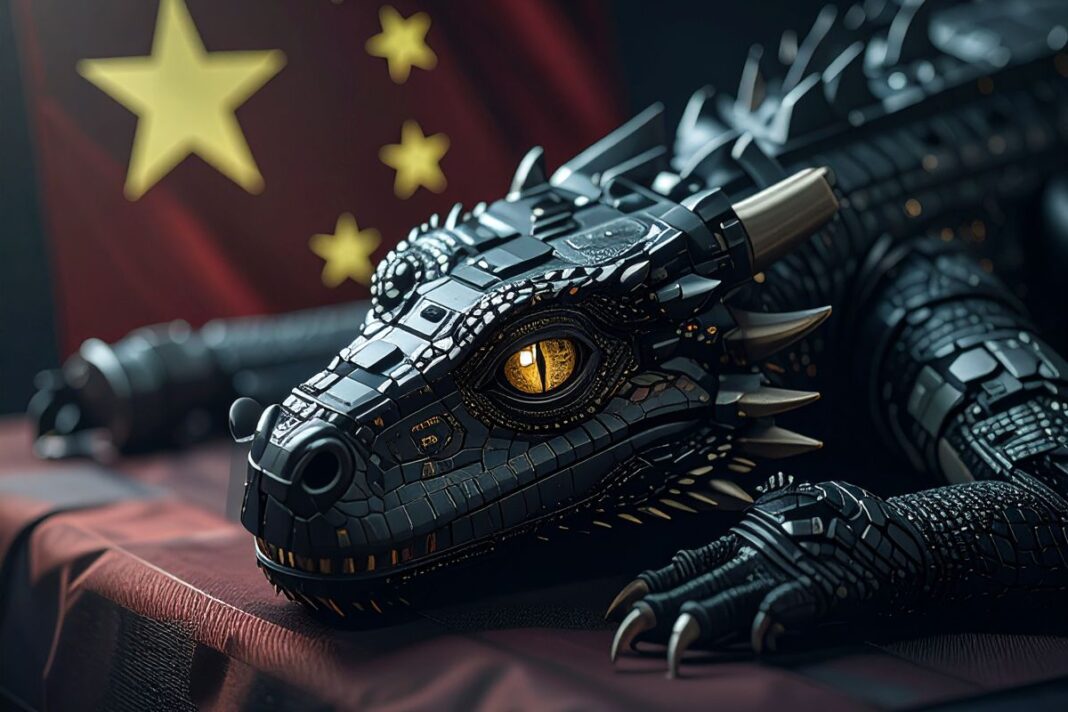 Mechanical Dragon on Chinese Flag