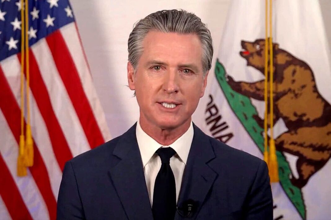 California Gov. Gavin Newsom speaks during an address on June 10, 2025.