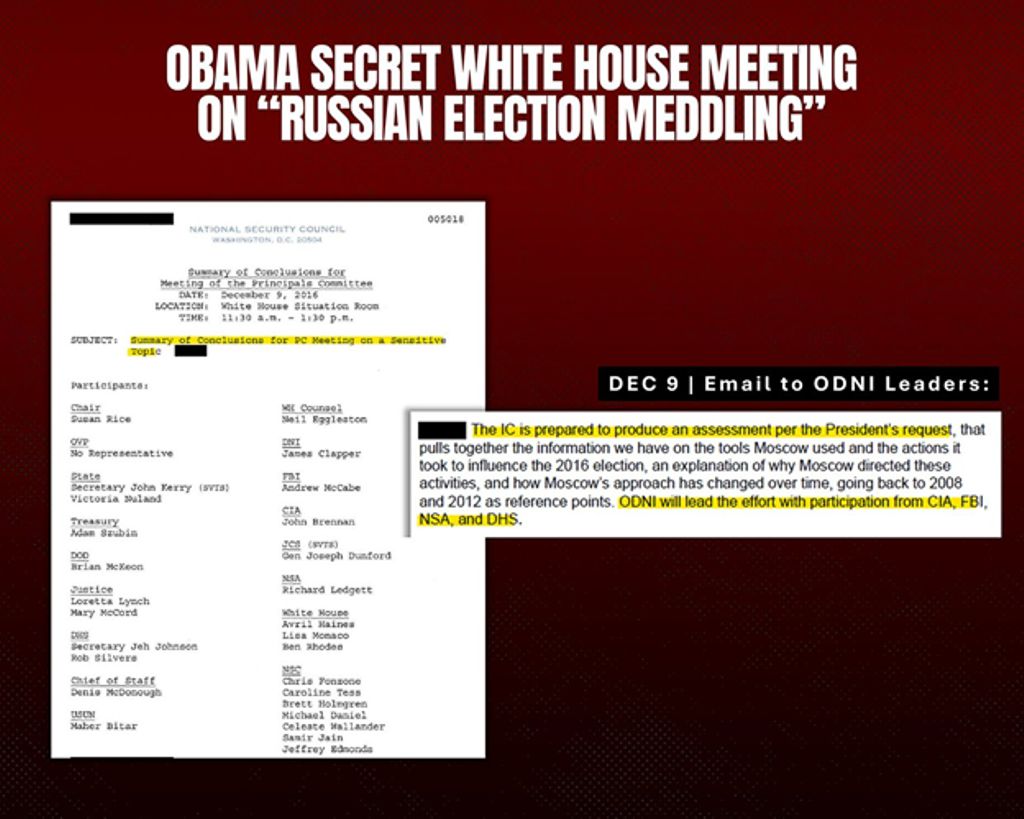 Obama Secret White House Meeting on "Russian Election Meddling"