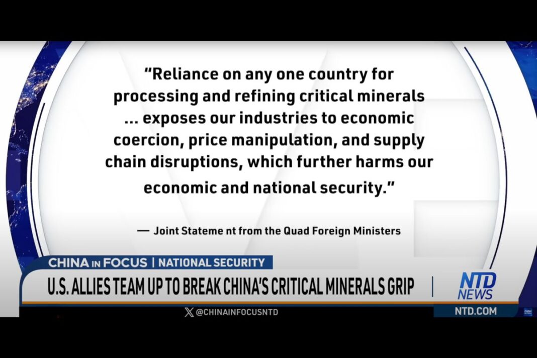 Reliance on any one country for processing and refining critical minerals . . .